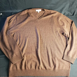 Turnbury V-Neck‎ Extra Fine Merino Wool Brown Long Sleeve Sweater Men’s XL